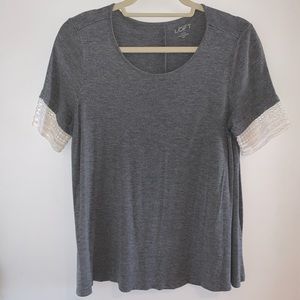 LOFT top with lace sleeves